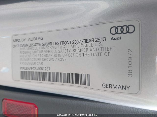 WAUENAF42JA061737 Audi A4 2.0t Premium/2.0t Tech Premium