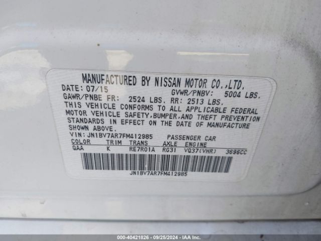 JN1BV7AR7FM412985 Infiniti Q50