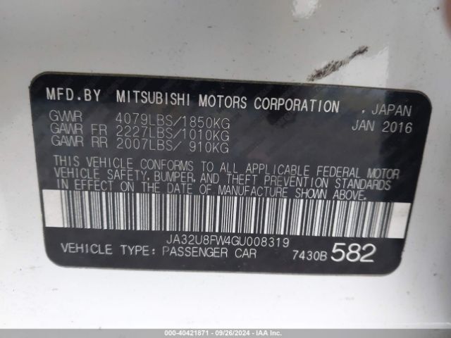 2016 MITSUBISHI LANCER JA32U8FW4GU008319 Photo 8