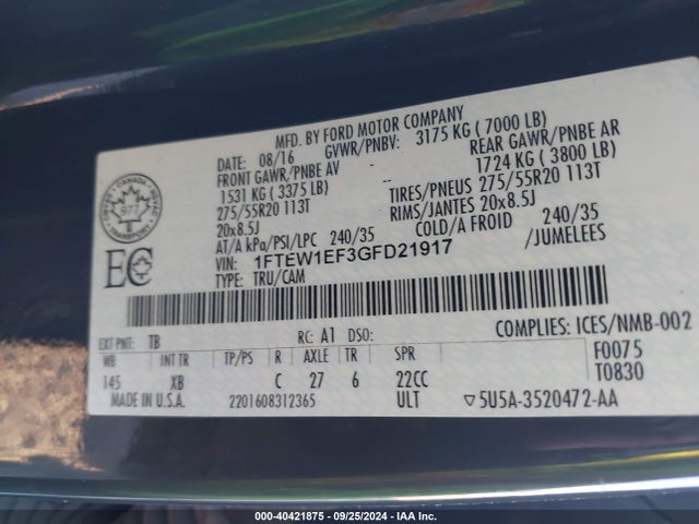 Ford F-150 Xlt 2016 1FTEW1EF3GFD21917 Image 9