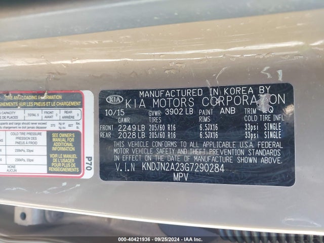 KIA Soul 2016 KNDJN2A23G7290284 Image 9