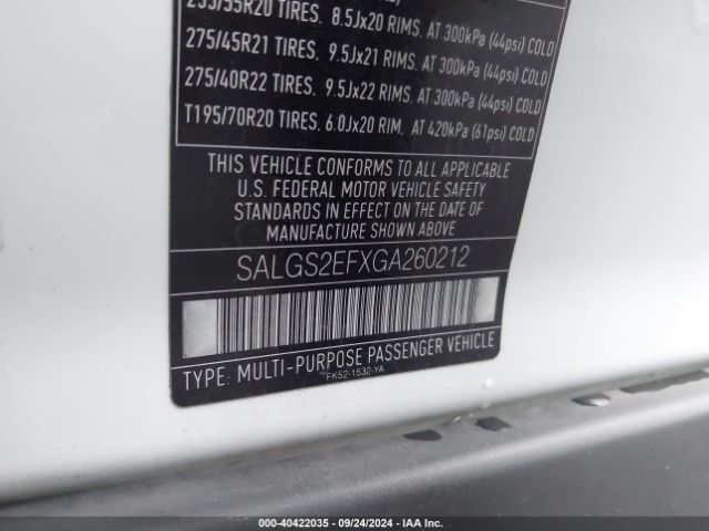 SALGS2EFXGA260212 Land Rover Range Rover 5.0l V8 Supercharged