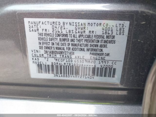 3N1AB8DV4MY271404 Nissan Sentra Sr Xtronic Cvt
