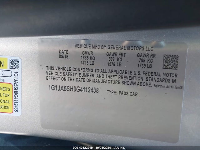 Chevrolet Sonic Ls Auto 2016 1G1JA5SH0G4112438 Image 8