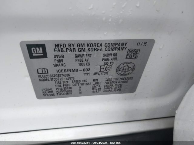 KL4CJDSB7GB574586 Buick Encore Premium