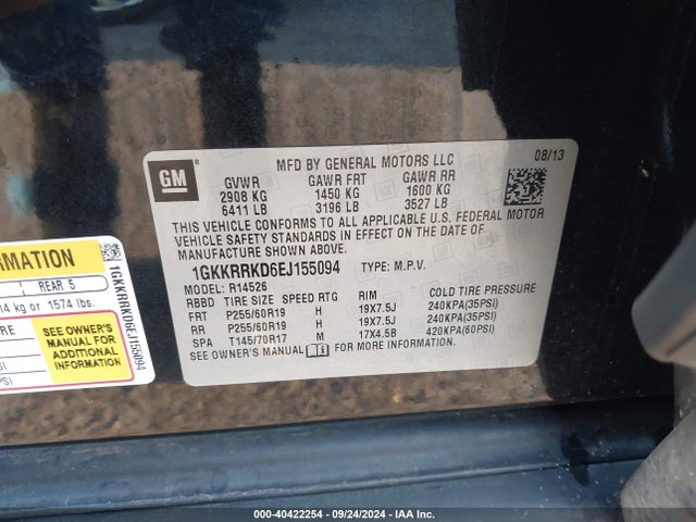 1GKKRRKD6EJ155094 GMC Acadia Slt-1
