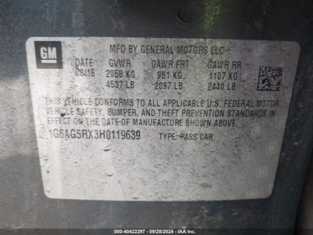 1G6AG5RX3H0119639 Cadillac Ats Standard