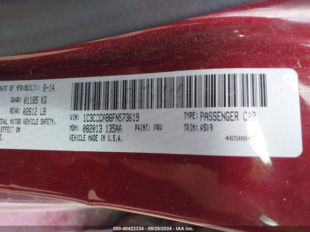 Chrysler 200 Limited 2015 1C3CCCAB6FN573619 Image 9