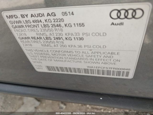 WA1EFCFS7FR000848 Audi Q3 2.0t Premium Plus