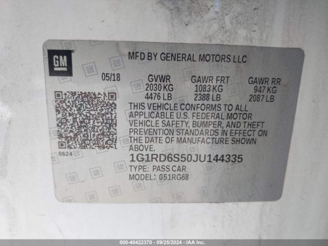 1G1RD6S50JU144335 Chevrolet Volt Premier