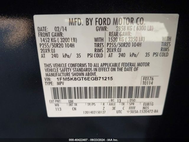 1FM5K8GT6EGB71215 Ford EXPLORER SPORT