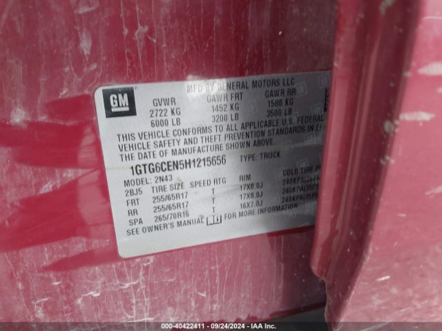 1GTG6CEN5H1215656 GMC CANYON SLE