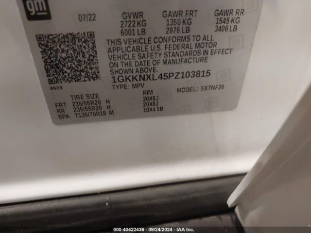 1GKKNXL45PZ103815 GMC Acadia Awd Denali