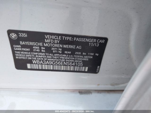 WBA3A9G56ENS64105 BMW 335i