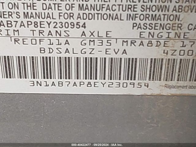 3N1AB7AP8EY230954 Nissan SENTRA SL