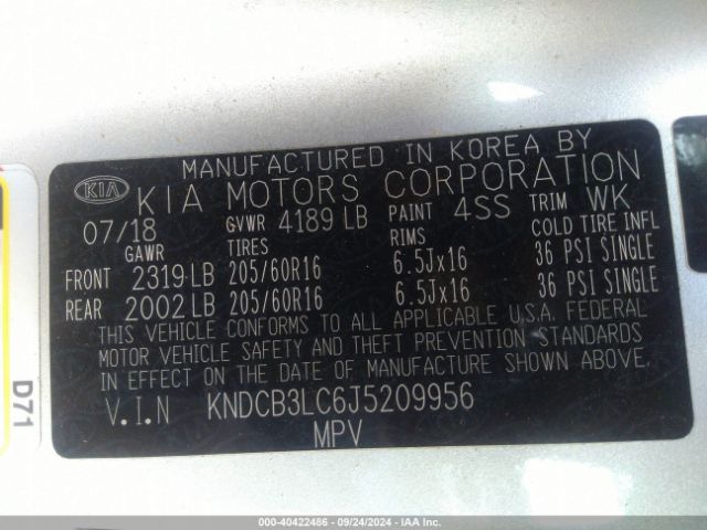 KNDCB3LC6J5209956 KIA NIRO LX