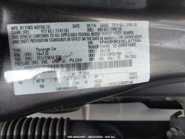 1FADP3K23EL417556 Ford FOCUS SE