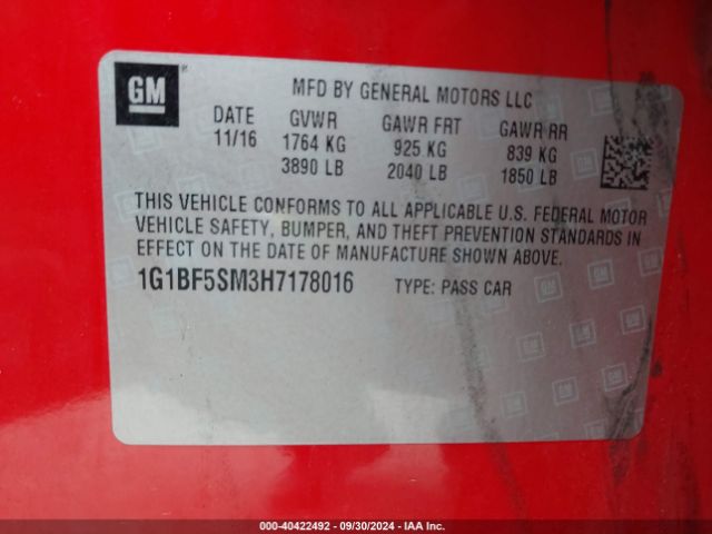 1G1BF5SM3H7178016 Chevrolet Cruze Premier Auto