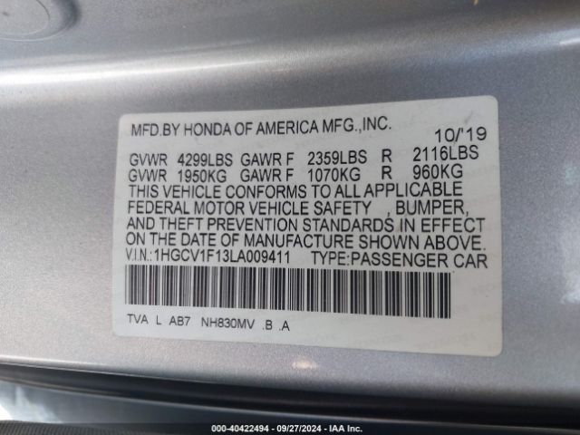 1HGCV1F13LA009411 Honda ACCORD LX