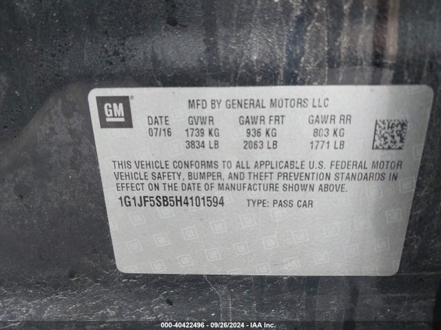 Chevrolet Sonic Premier Auto 2017 1G1JF5SB5H4101594 Image 9
