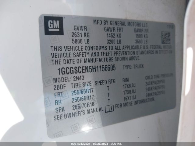 1GCGSCEN5H1156605 Chevrolet Colorado Lt