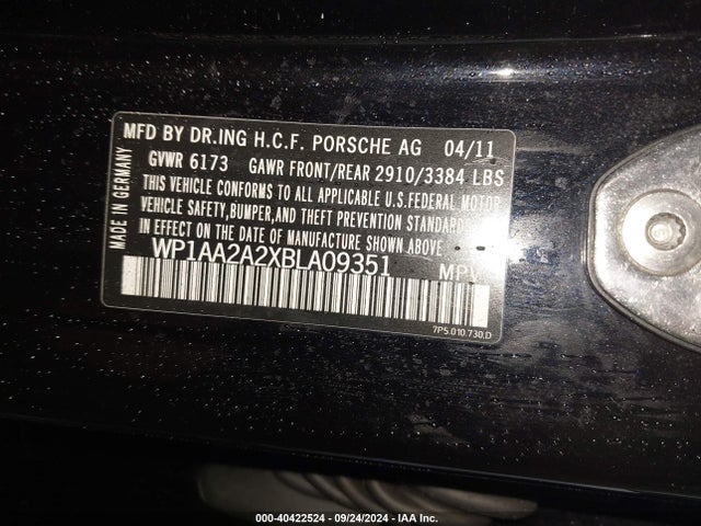 2011 PORSCHE CAYENNE WP1AA2A2XBLA09351 Photo 8