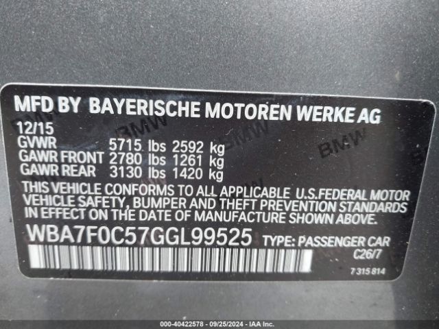 WBA7F0C57GGL99525 BMW 750i