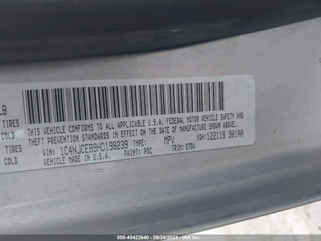 1C4NJCEB9HD198239 Jeep Compass Latitude Fwd