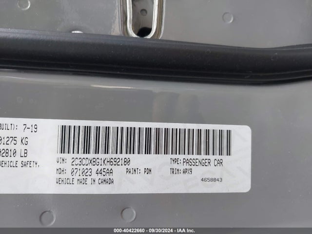 Dodge Charger Sxt Rwd 2019 2C3CDXBG1KH692180 Image 9