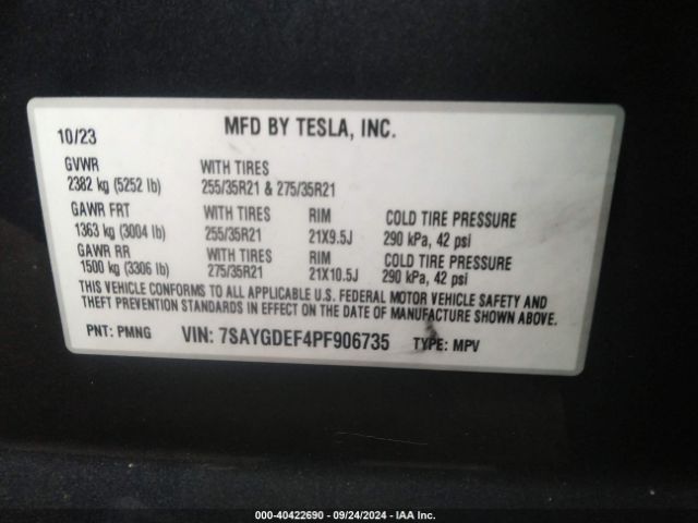 7SAYGDEF4PF906735 Tesla Model Y Awd/performance Dual Motor All-wheel Drive