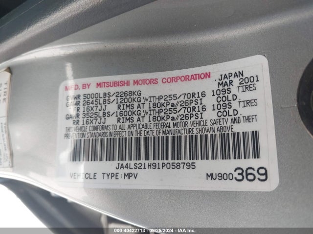 2001 MITSUBISHI MONTERO SPORT JA4LS21H91P058795 Photo 8