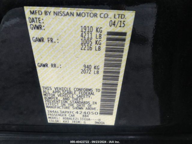1N4AL3APXFC424050 Nissan Altima 2.5 S