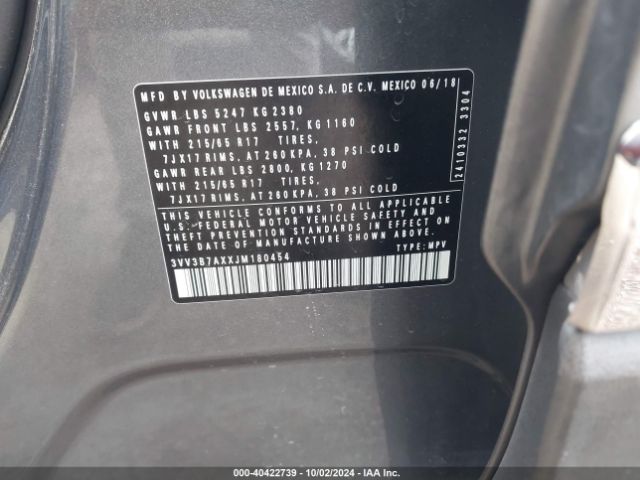 3VV3B7AXXJM180454 Volkswagen Tiguan 2.0t Se/2.0t Sel