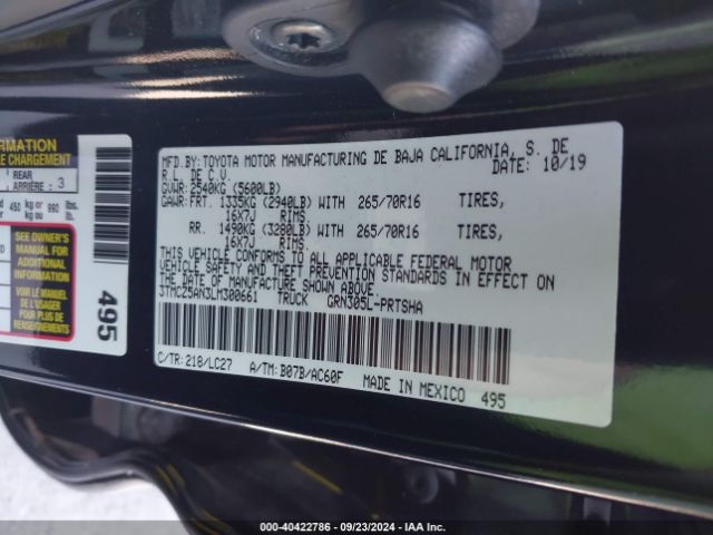 3TMCZ5AN3LM300661 Toyota Tacoma Trd Off-road
