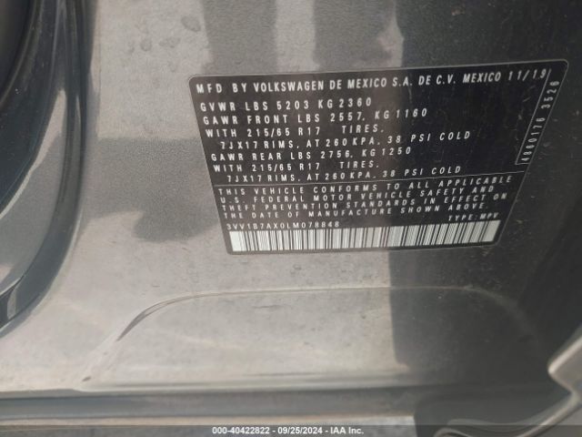 3VV1B7AX0LM078848 Volkswagen Tiguan 2.0t S