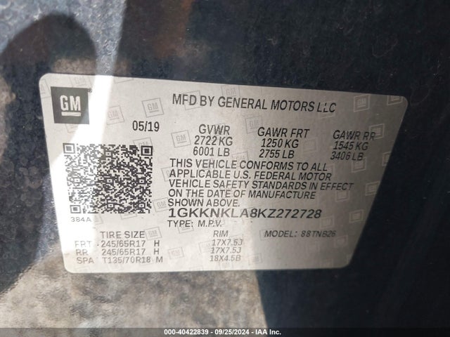 1GKKNKLA8KZ272728 GMC Acadia Sle-1