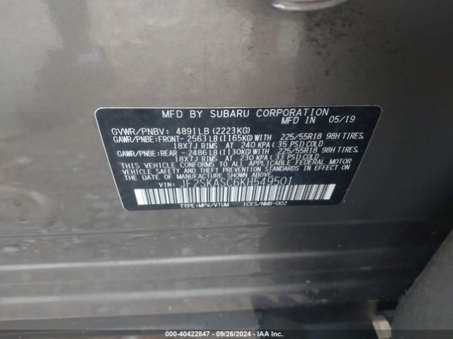JF2SKASC6KH549501 Subaru Forester Limited
