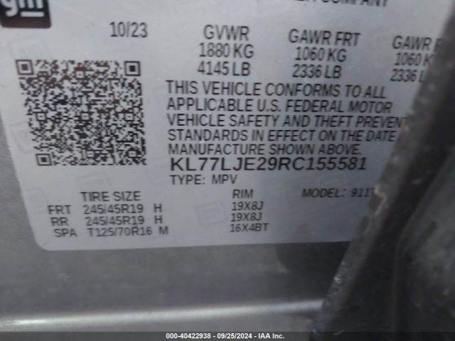 KL77LJE29RC155581 Chevrolet Trax Fwd 2rs