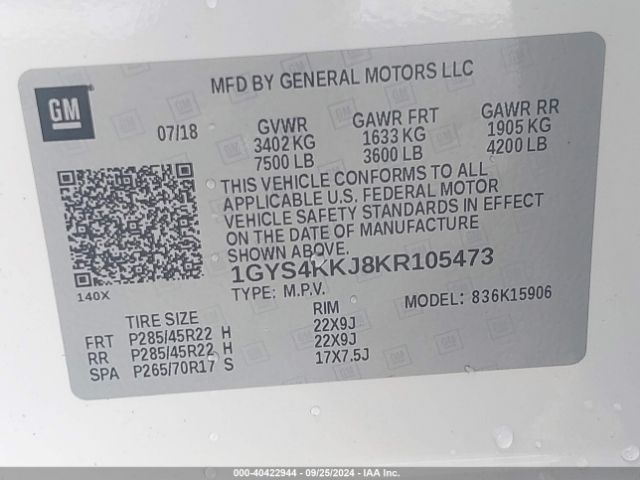 1GYS4KKJ8KR105473 Cadillac Escalade Esv Platinum