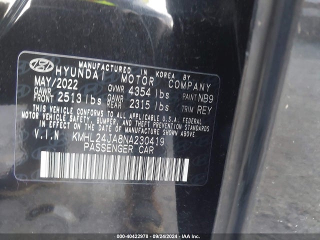 Hyundai SONATA SE 2022 KMHL24JA8NA230419 Image 9