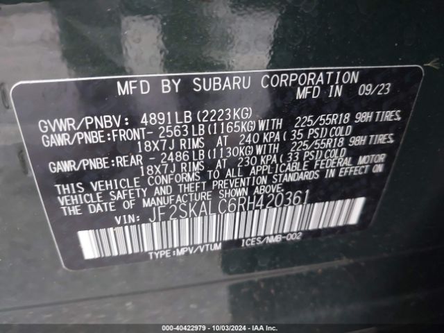 JF2SKALC6RH420361 Subaru Forester Limited