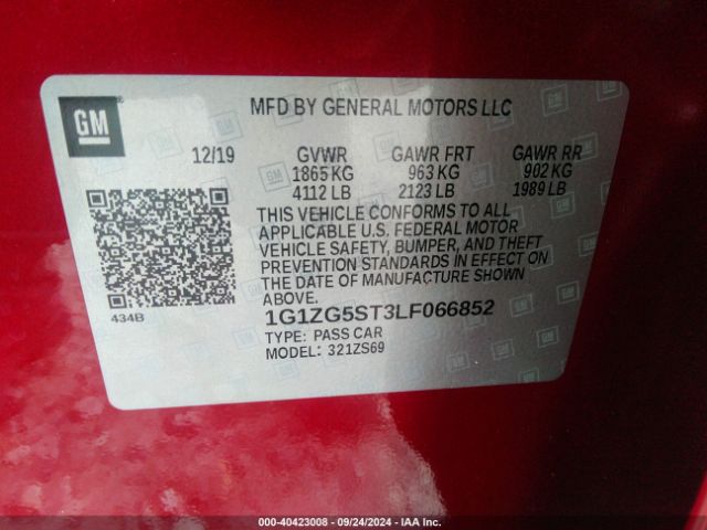 1G1ZG5ST3LF066852 Chevrolet Malibu Fwd Rs