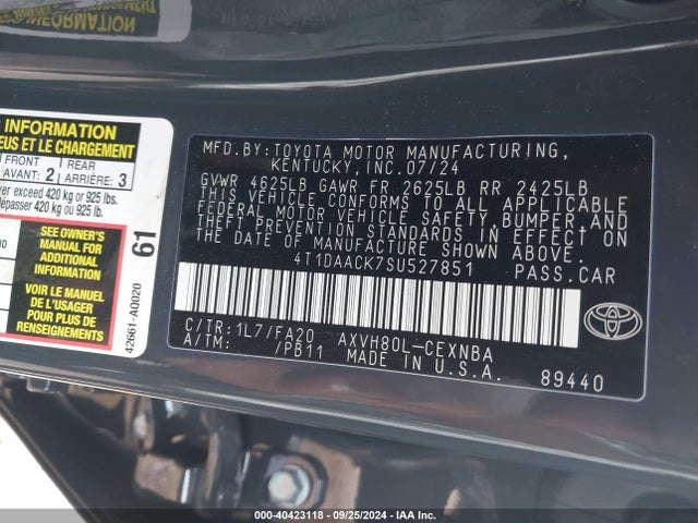 Toyota CAMRY LE 2025 4T1DAACK7SU527851 Image 9