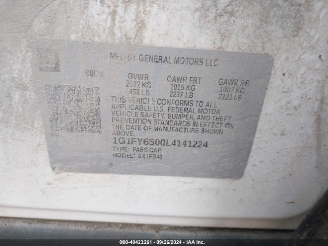 1G1FY6S00L4141224 Chevrolet Bolt Ev Fwd Lt