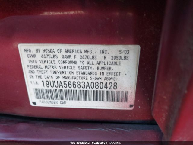 2003 ACURA TL 19UUA56683A080428 Photo 8