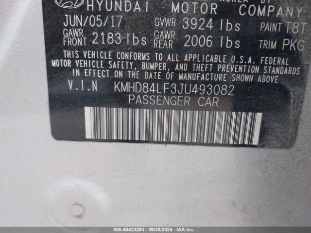 KMHD84LF3JU493082 Hyundai Elantra Value Edition