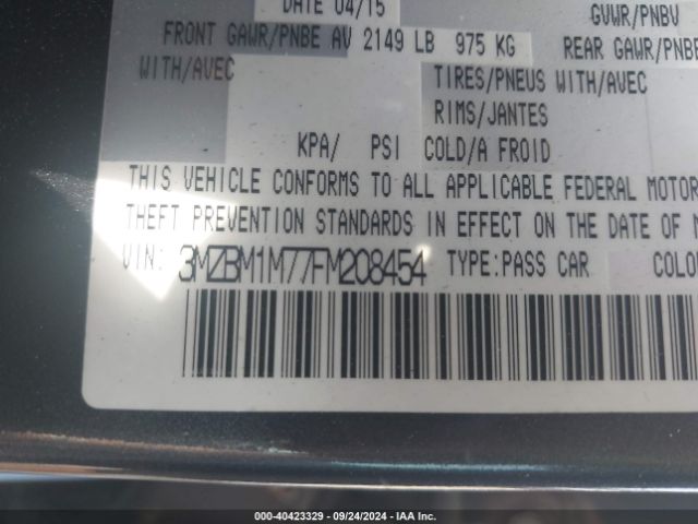 3MZBM1M77FM208454 Mazda Mazda3 I Grand Touring