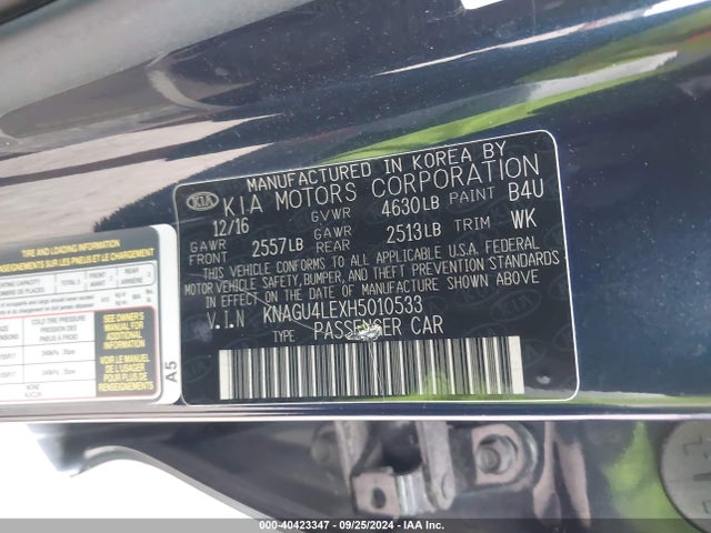 KIA Optima Hybrid Ex 2017 KNAGU4LEXH5010533 Image 9