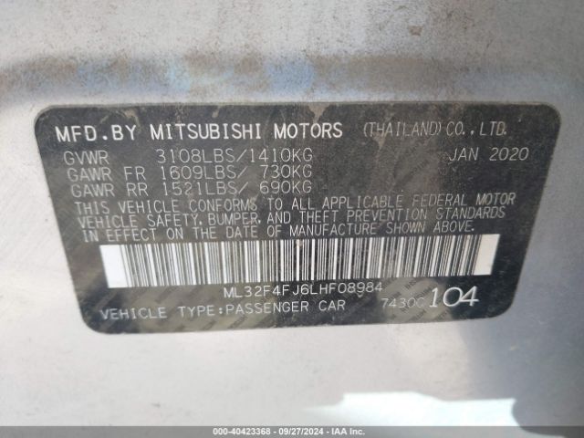 ML32F4FJ6LHF08984 Mitsubishi Mirage G4 Le