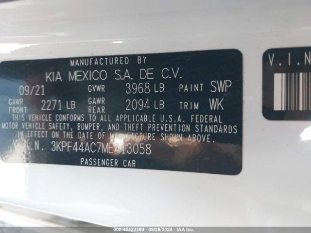 3KPF44AC7ME413058 KIA FORTE GT